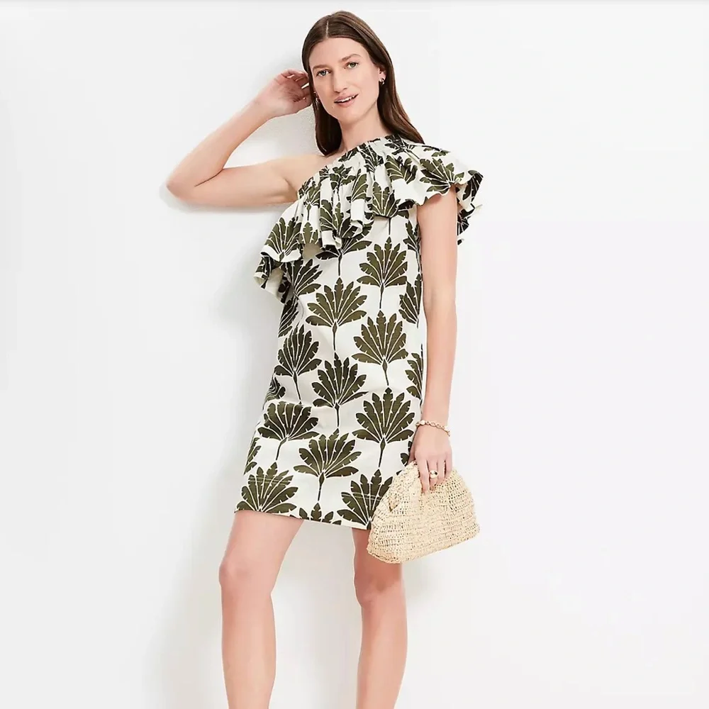 Loft Palm Ruffle One-Shoulder Dress - Picture 3 of 4